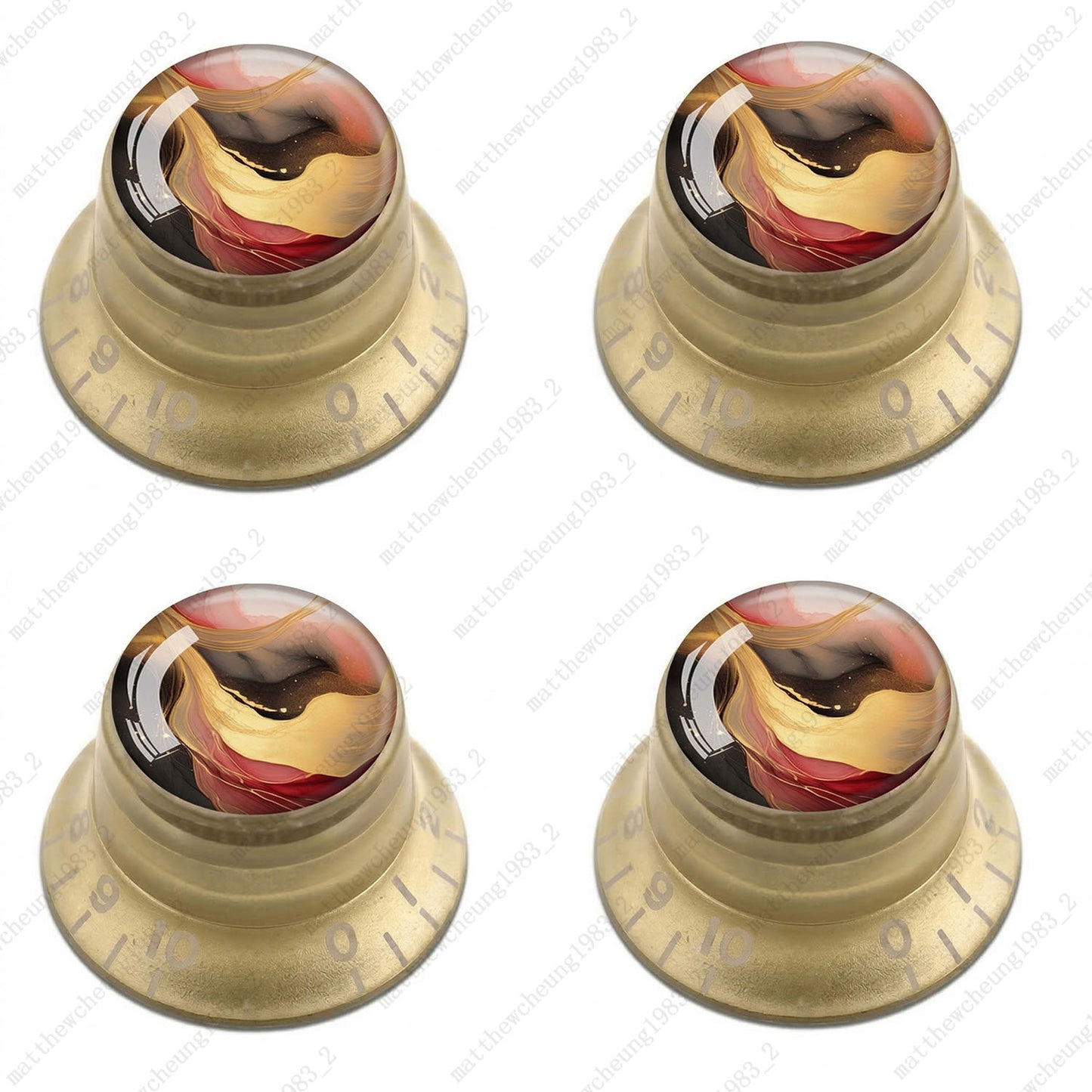 4Pcs Gold Guitar Reflector Knobs For Les Paul SG -10 Abstract Art Style Options