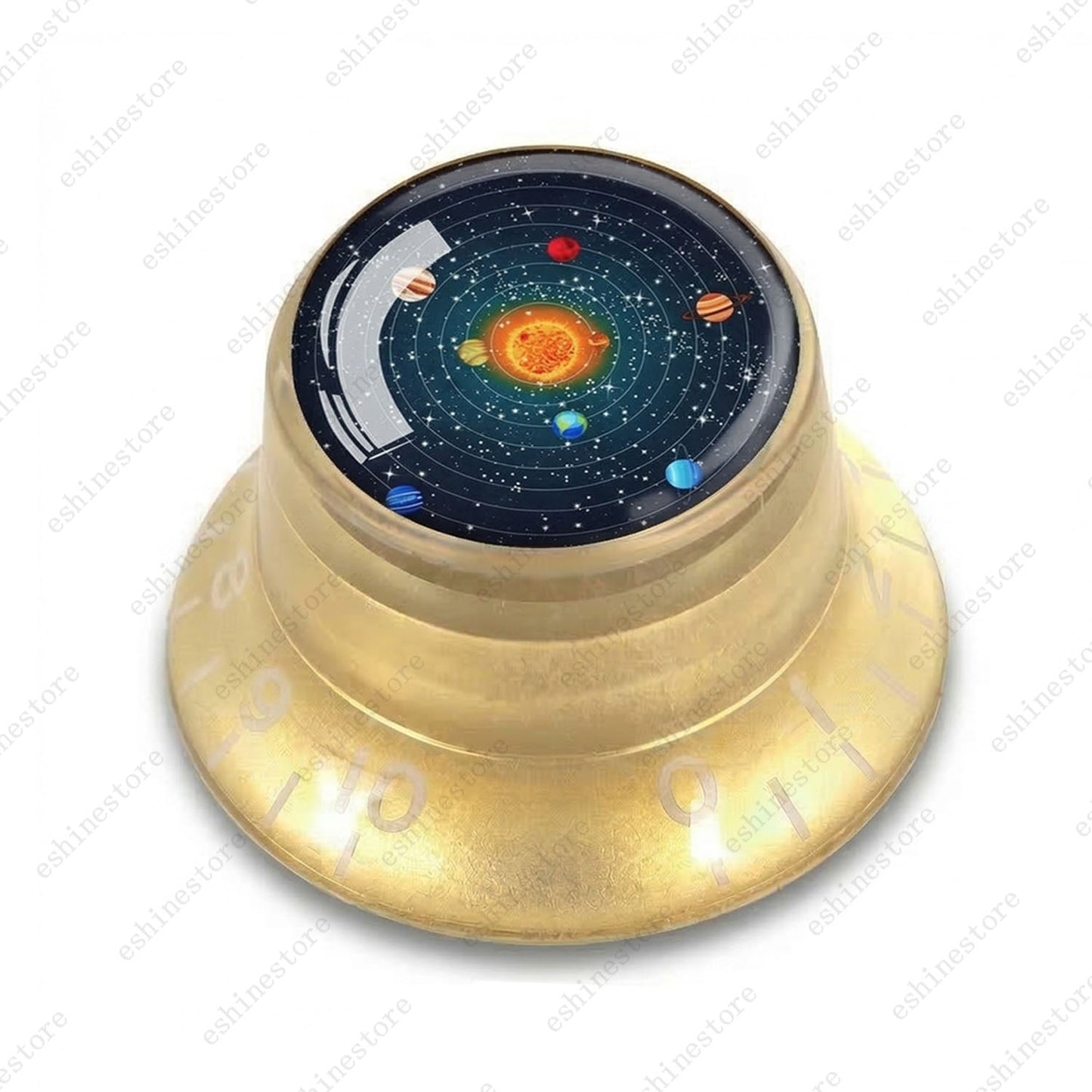 Guitar Reflector Knobs w/ Solar System Design Cap Top Hat Knobs for Les Paul SG