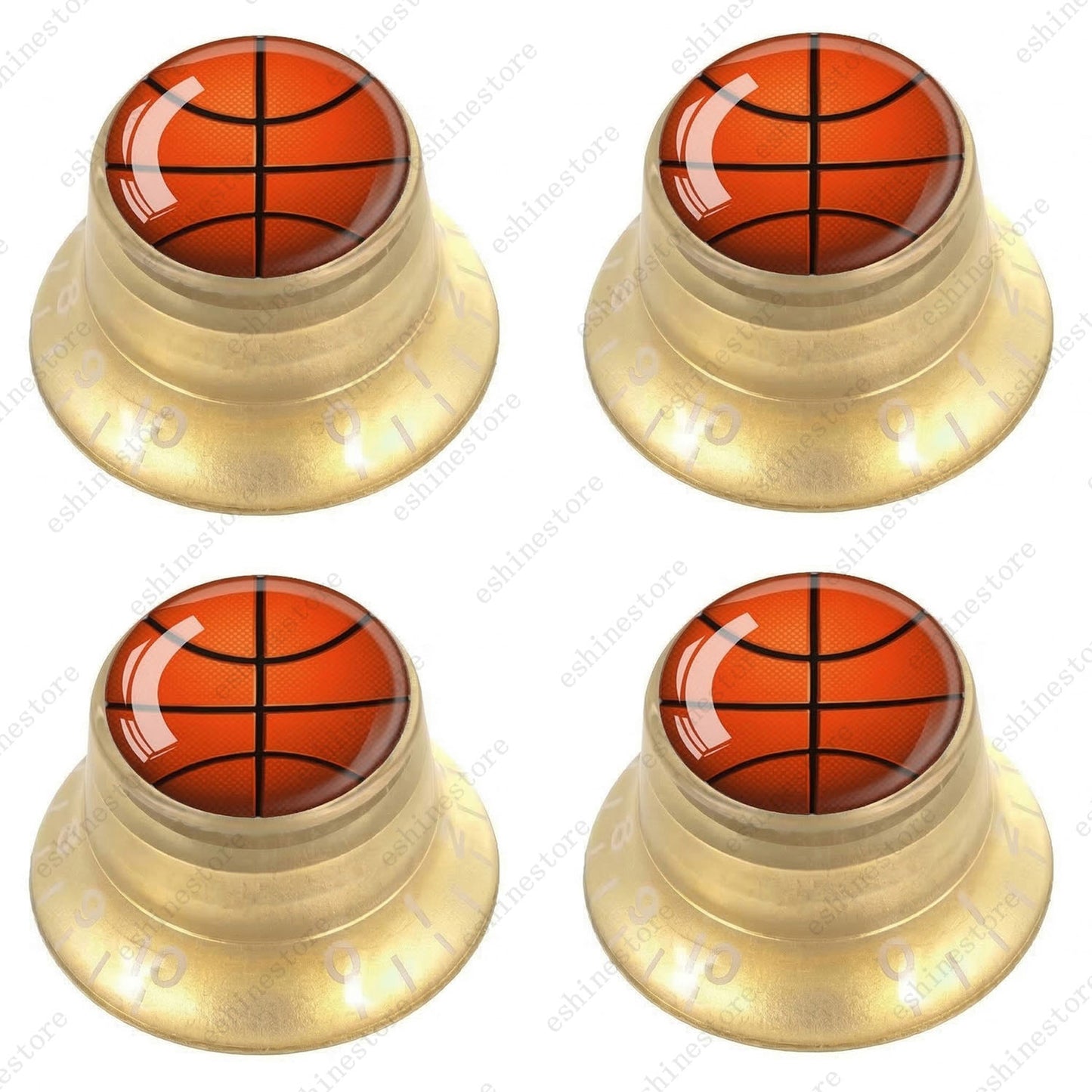 Guitar Reflector Knobs w/ Basketball Design Cap Top Hat Knobs for Les Paul SG