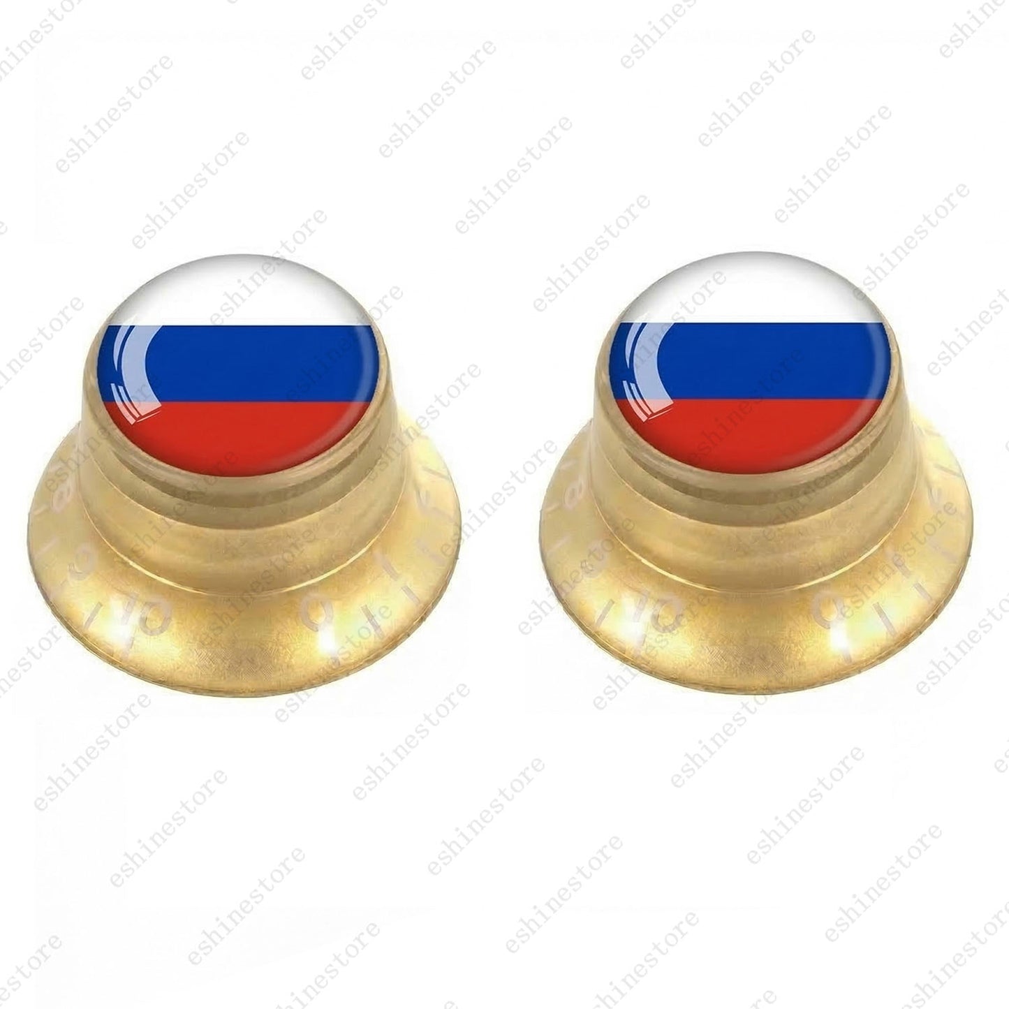 Guitar Reflector Knobs w/ Russian Flag Design Cap Top Hat Knobs for Les Paul SG