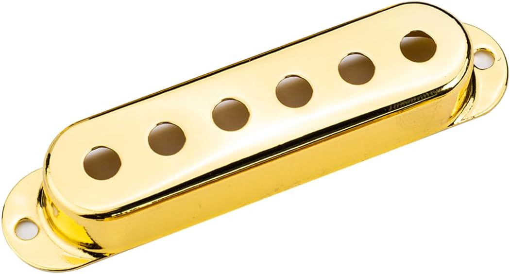 3Pcs Single Coil Guitar Pickup Covers (50/50/50mm Pole Spacing), Copper Pickup Mounting Ring Set Guitar Accessories Replacement Part (Gold)