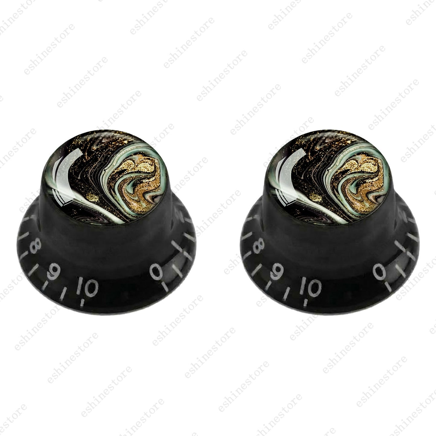 Guitar Reflector Knobs with Marble Texture Cap Top Hat Knob for Les Paul SG - 06
