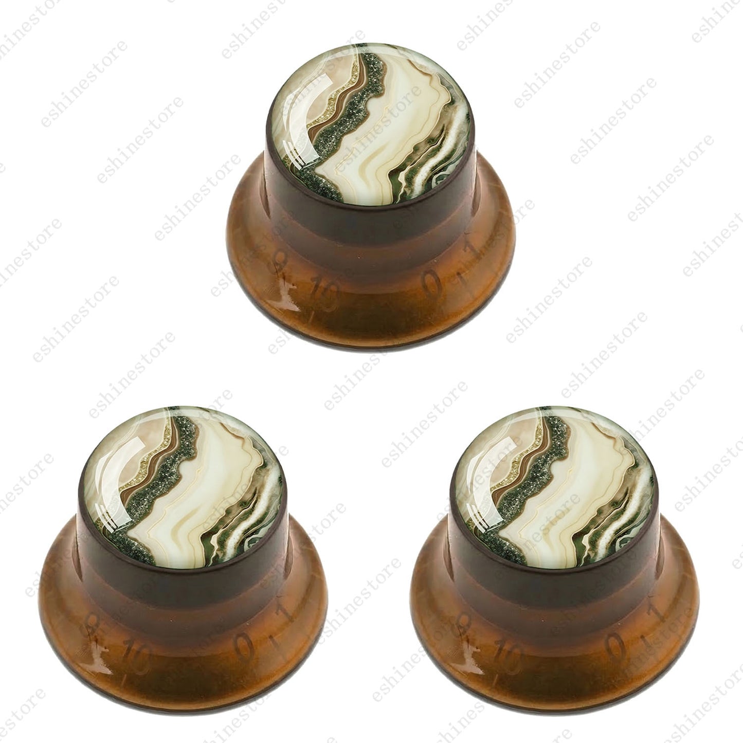 Guitar Reflector Knobs with Marble Texture Cap Top Hat Knob for Les Paul SG - 08