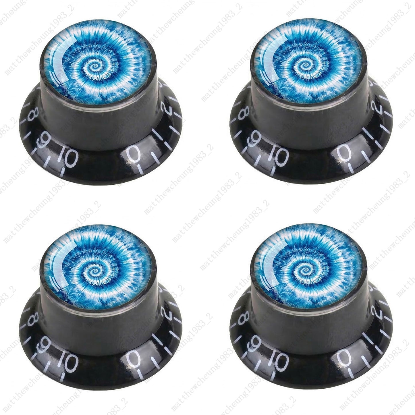 4Pcs Black Guitar Reflector Knob For Les Paul SG -10 Spiral Tie Dye Style Option