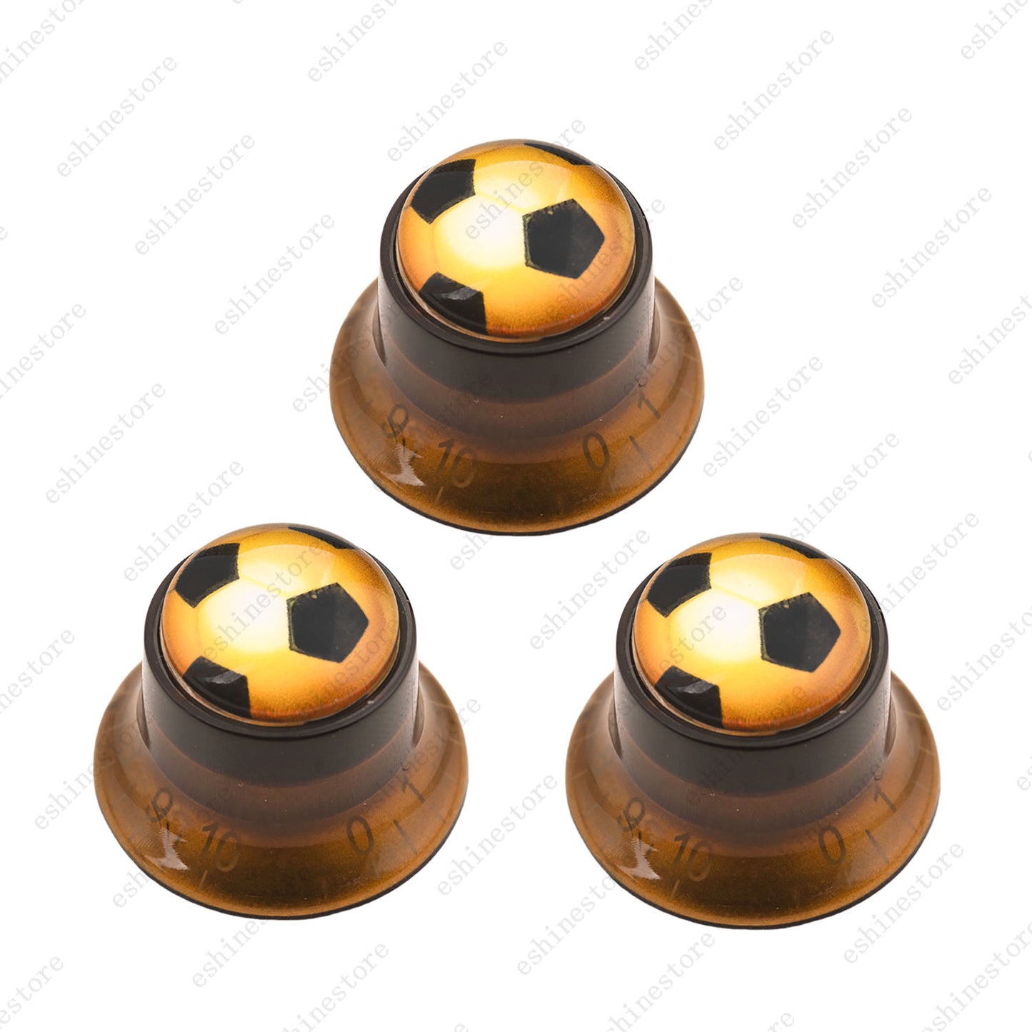 Guitar Reflector Knobs w/ Golden Soccer Design Cap Top Hat Knobs for Les Paul SG