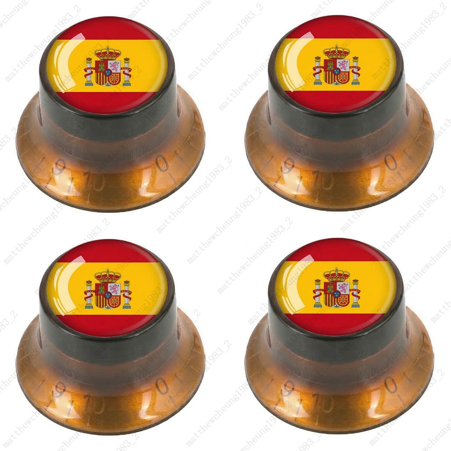 4Pcs Amber Guitar Reflector Knos For Les Paul SG -10 National Flag Options