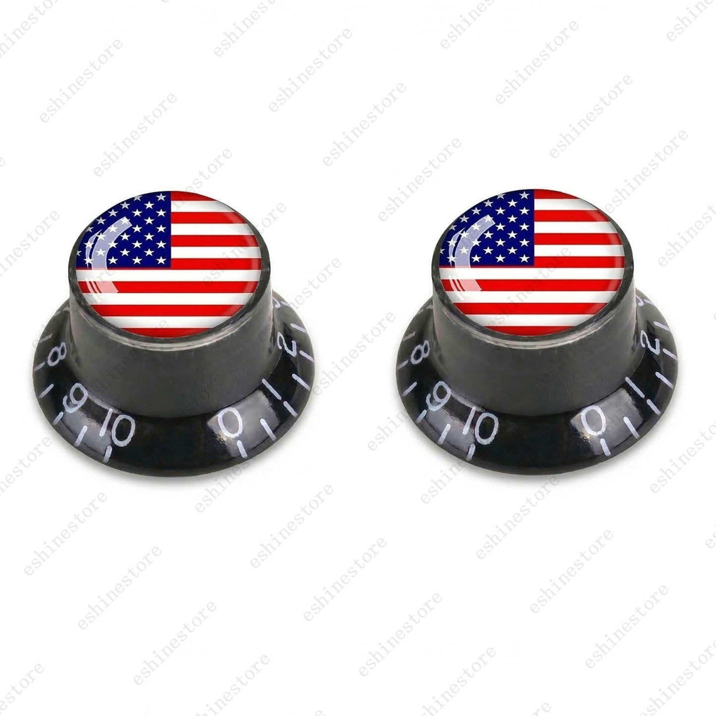 Guitar Reflector Knobs w/ American Flag Design Cap Top Hat Knobs for Les Paul SG
