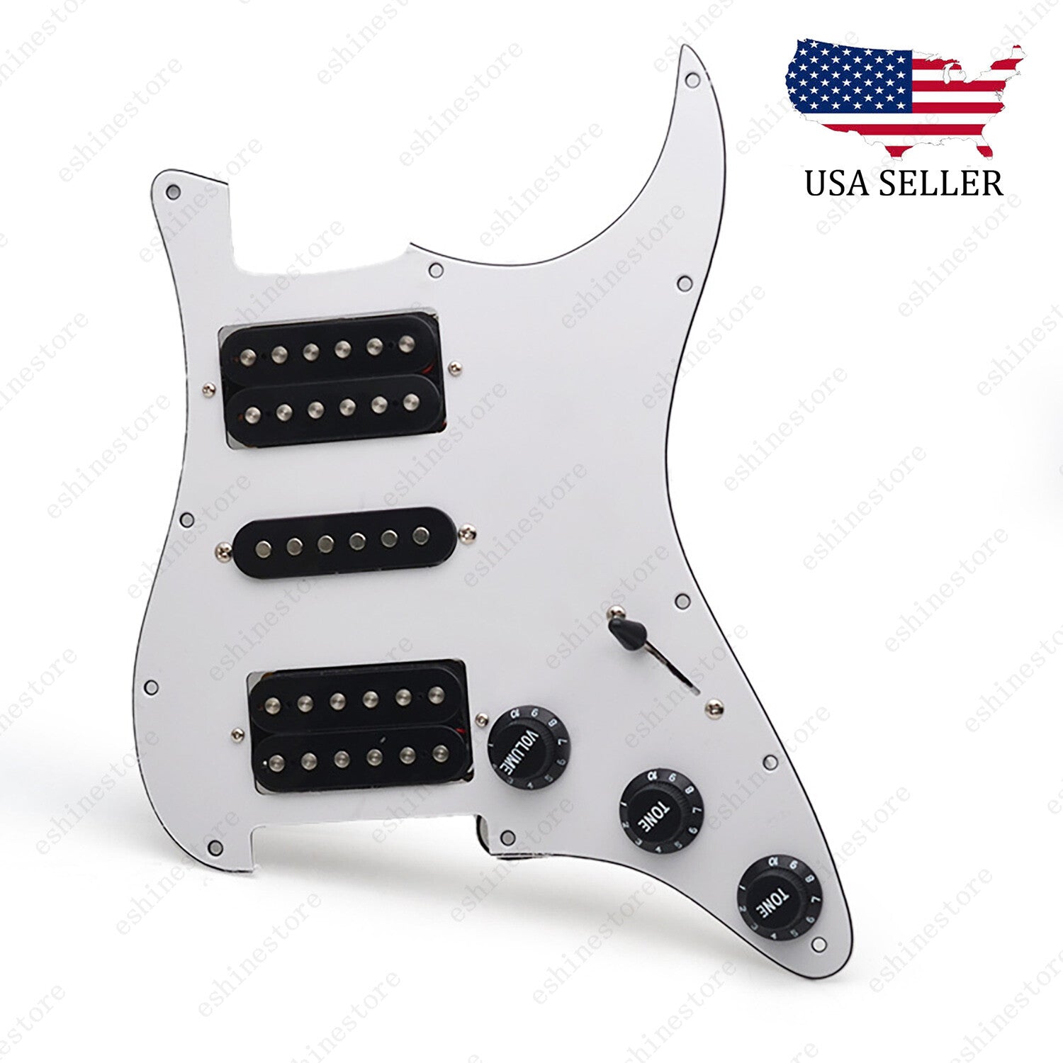 Loaded Strat Pickguard Prewired HSH Pickguard with Ceramic Pickups White-Black