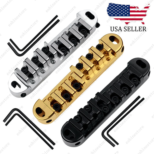 Tune-O-Matic Adjustable Roller Saddle Bridge For Les Paul SG ES-No Stud & Posts