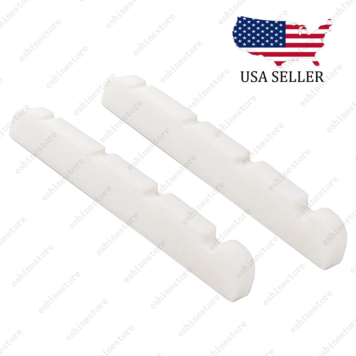2PCS 38mm Bass Guitar Pre-Slotted Flat Bottom Bone Nut 4 String For Jazz Bass