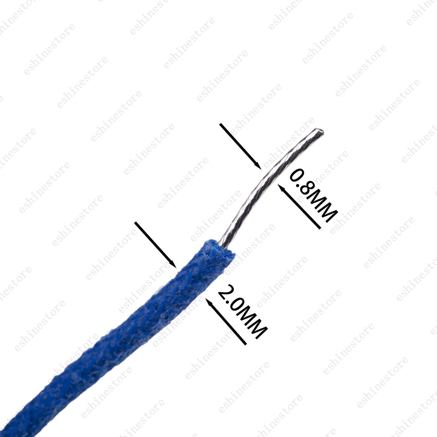 1/3/5/10 ft Vintage-Style Waxed Cloth-Covered Braided Guitar Wire Pushback-Blue