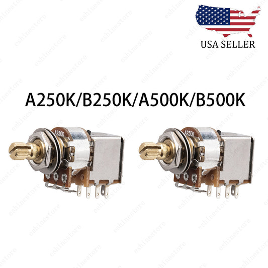 Full Brass Short Shaft Pot Push-Push Switch A250K/B250K/A500K/B500K 2 PCS