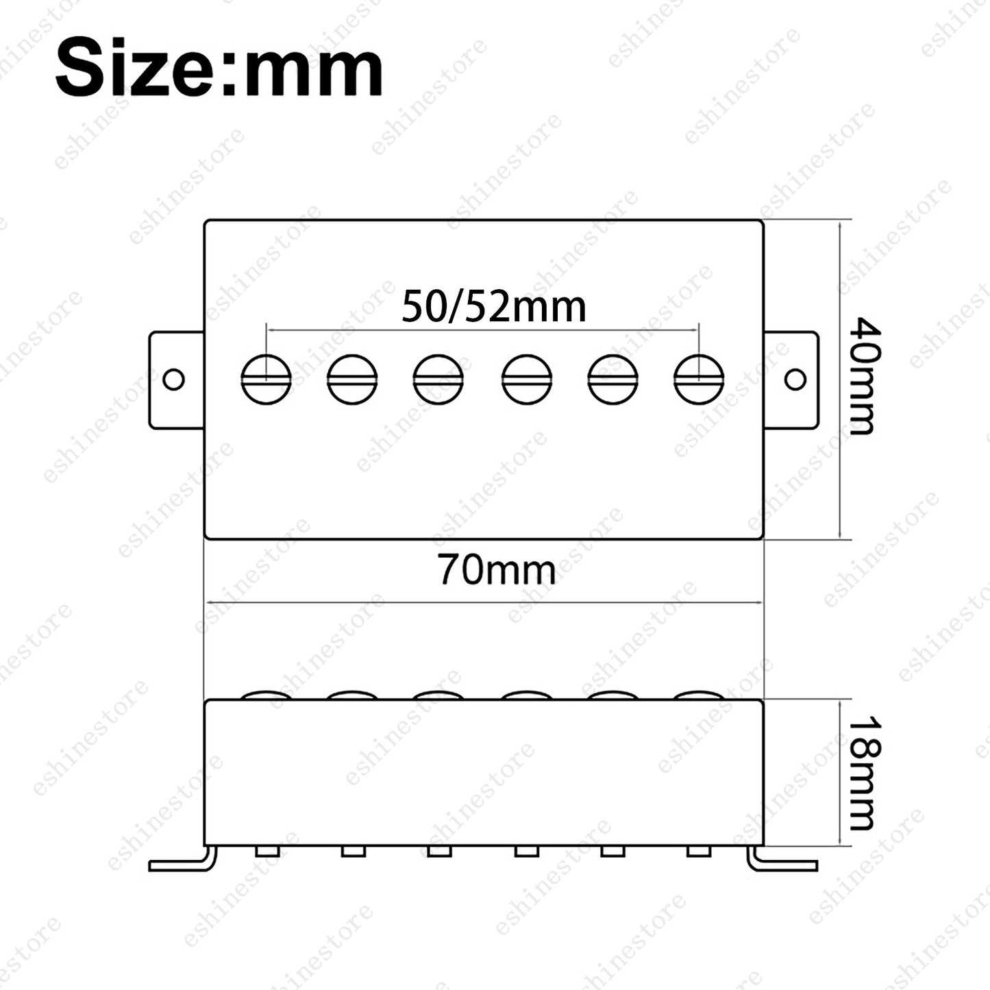 P90 Style Neck / Bridge Single Coil Pickup 6 Adjustable Screw Humbucker Size