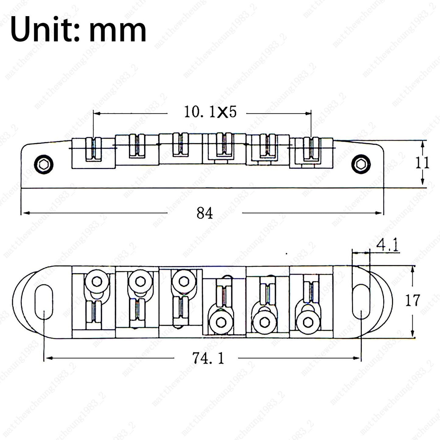 Tune-O-Matic Adjustable Roller Saddle Bridge For Les Paul SG ES-No Stud & Posts