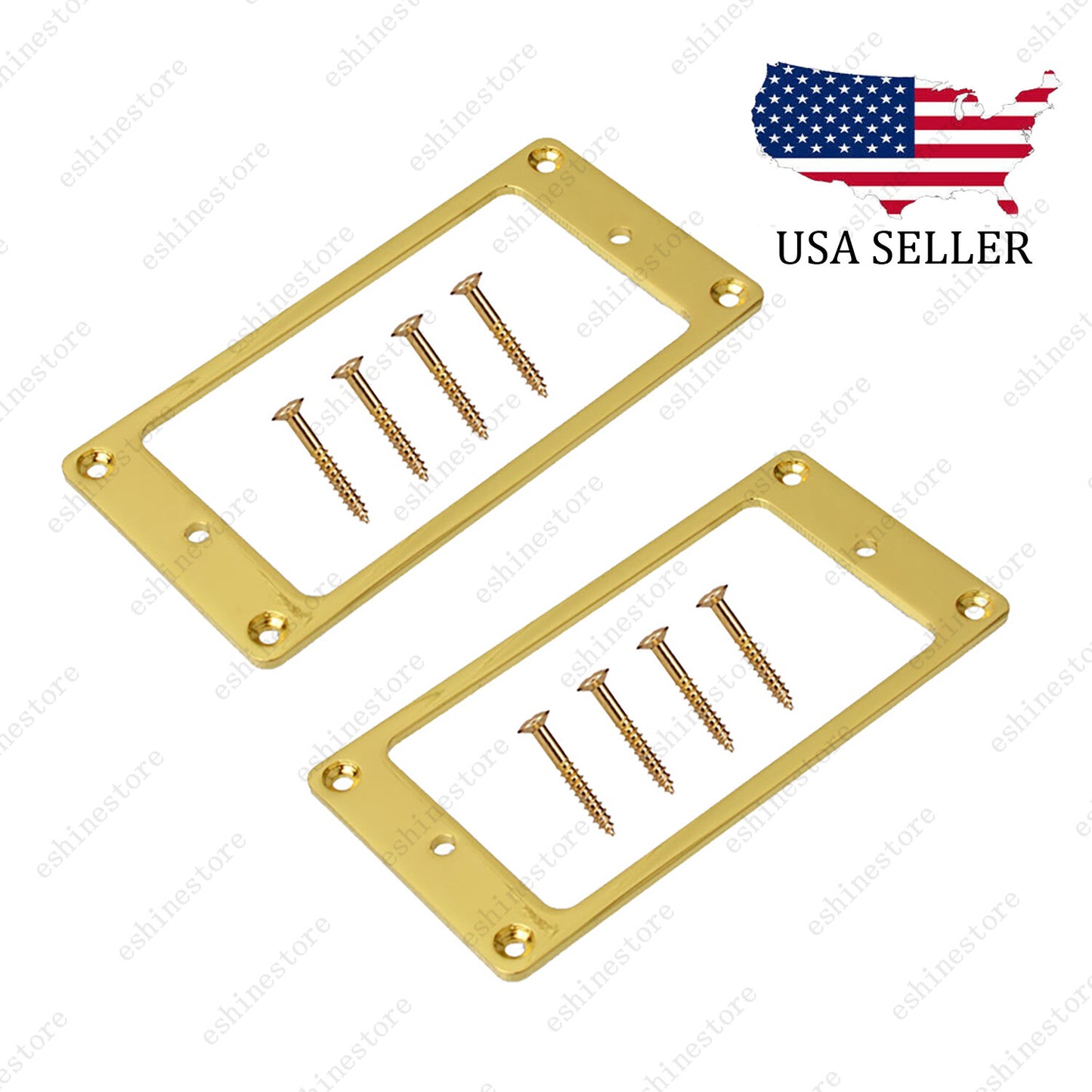 2Pcs Gold Metal Flat Bottom Humbucker Guitar Pickup Ring Pickup Frames For SG