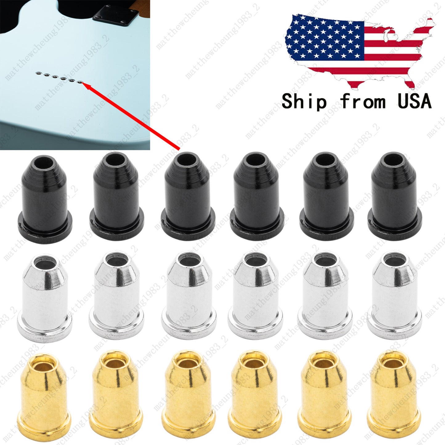 Guitar String Mounting Ferrules for Telecaster String Through Smooth 3 Colors