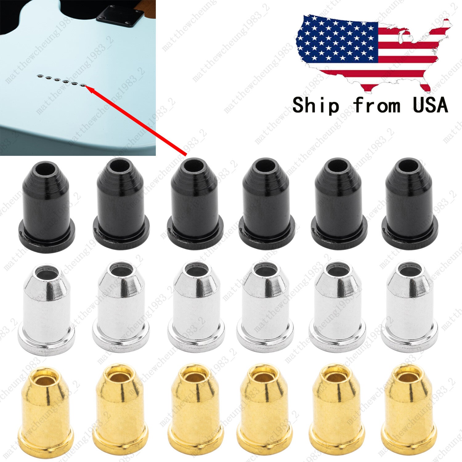 Guitar String Mounting Ferrules for Telecaster String Through Smooth 3 Colors