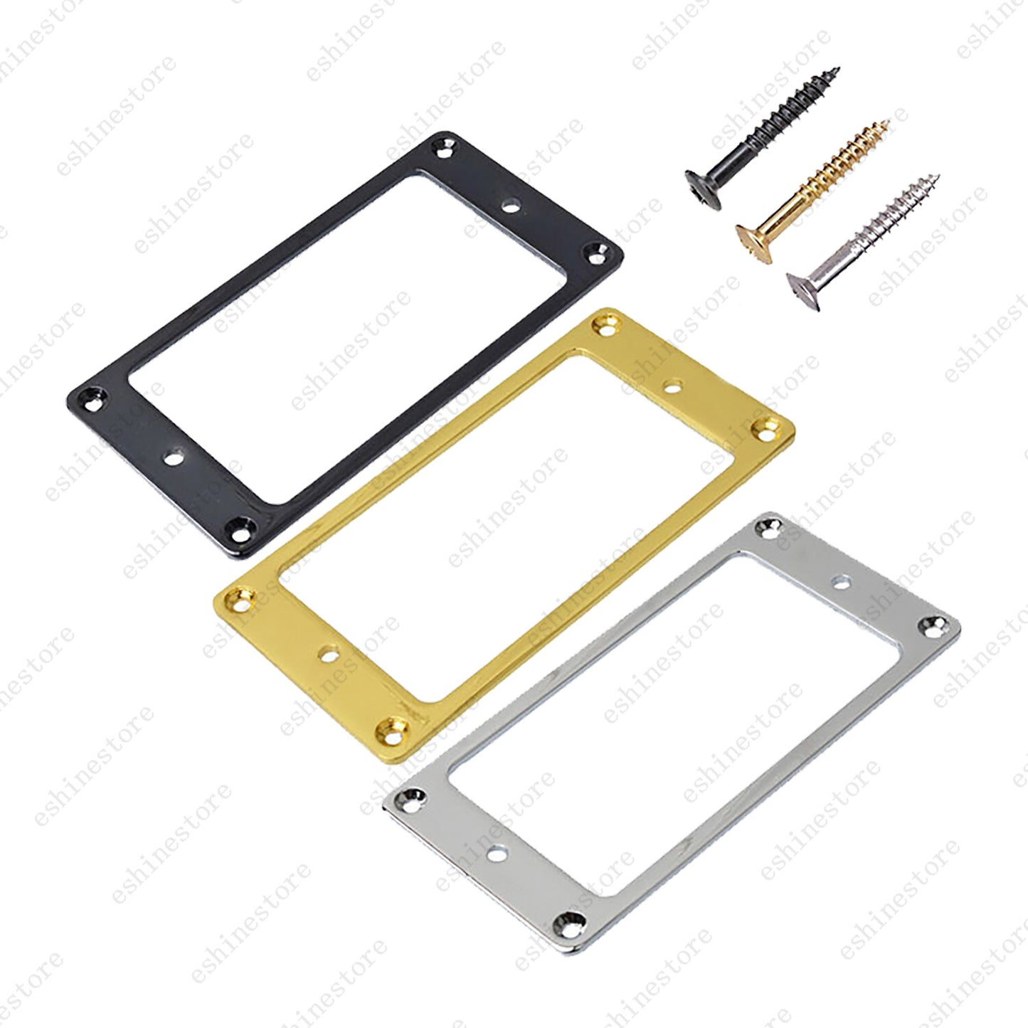 2x Chrome Metal Flat Bottom Humbucker Guitar Pickup Ring Frames For SG IBANEZ