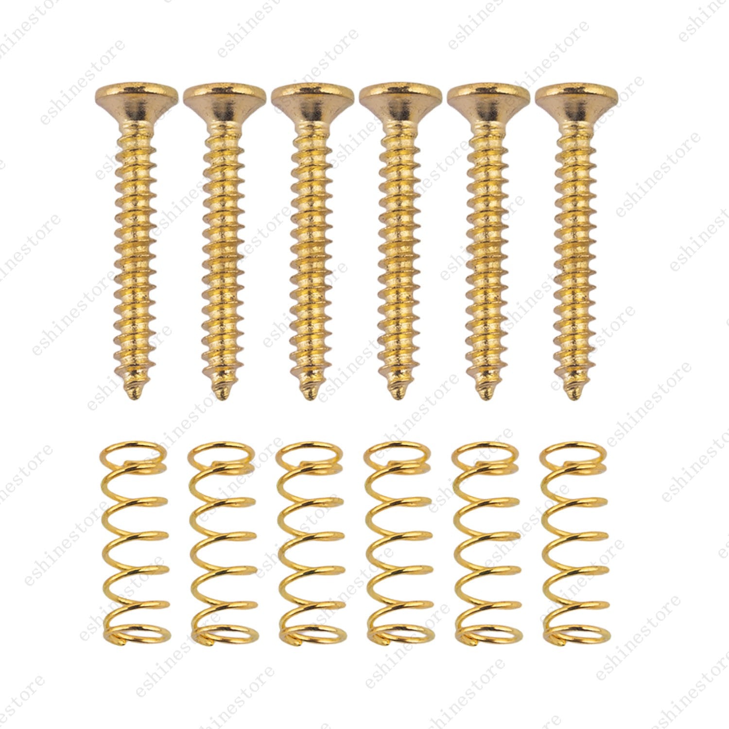 6x Single Coil Pickup Height Adjustment Screws & Straight Springs for Strat Tele
