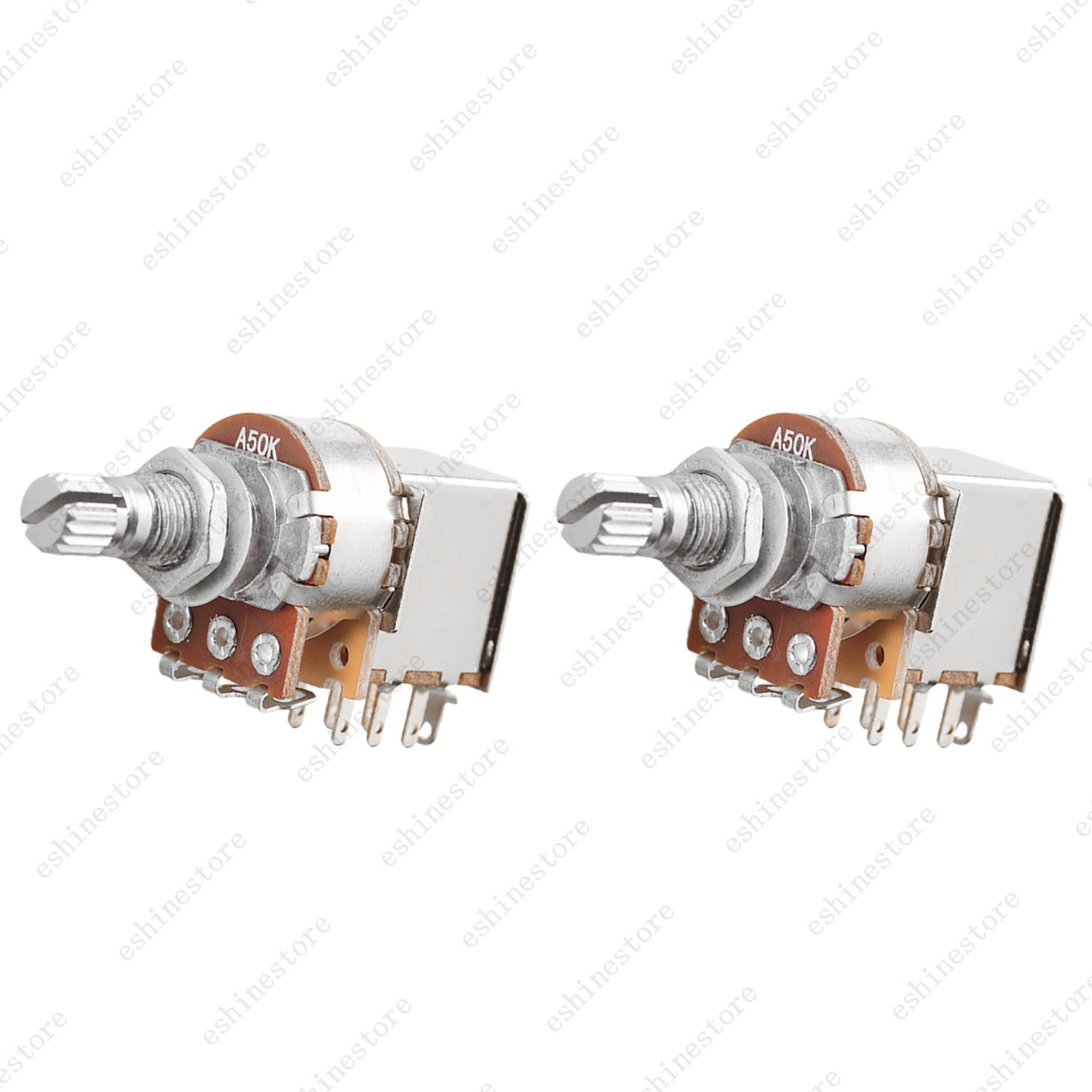 2pcs Guitar Push Pull Potentiometer 18-Split Long Shaft  A/B/25K/50K Tone Volume