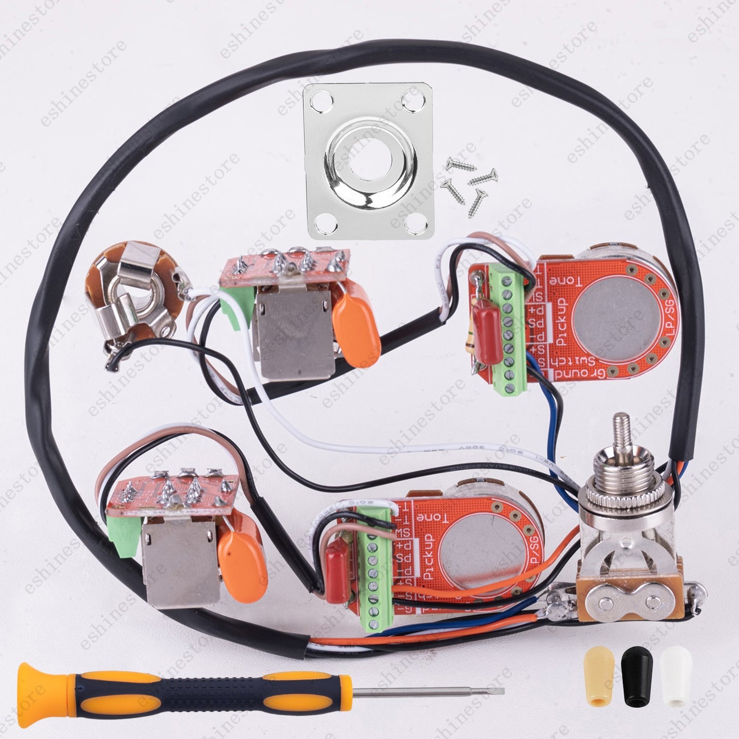 Solderless Prewired Harness 3-Way Switch A/B500K Push-Pull Pot Coil Split for LP
