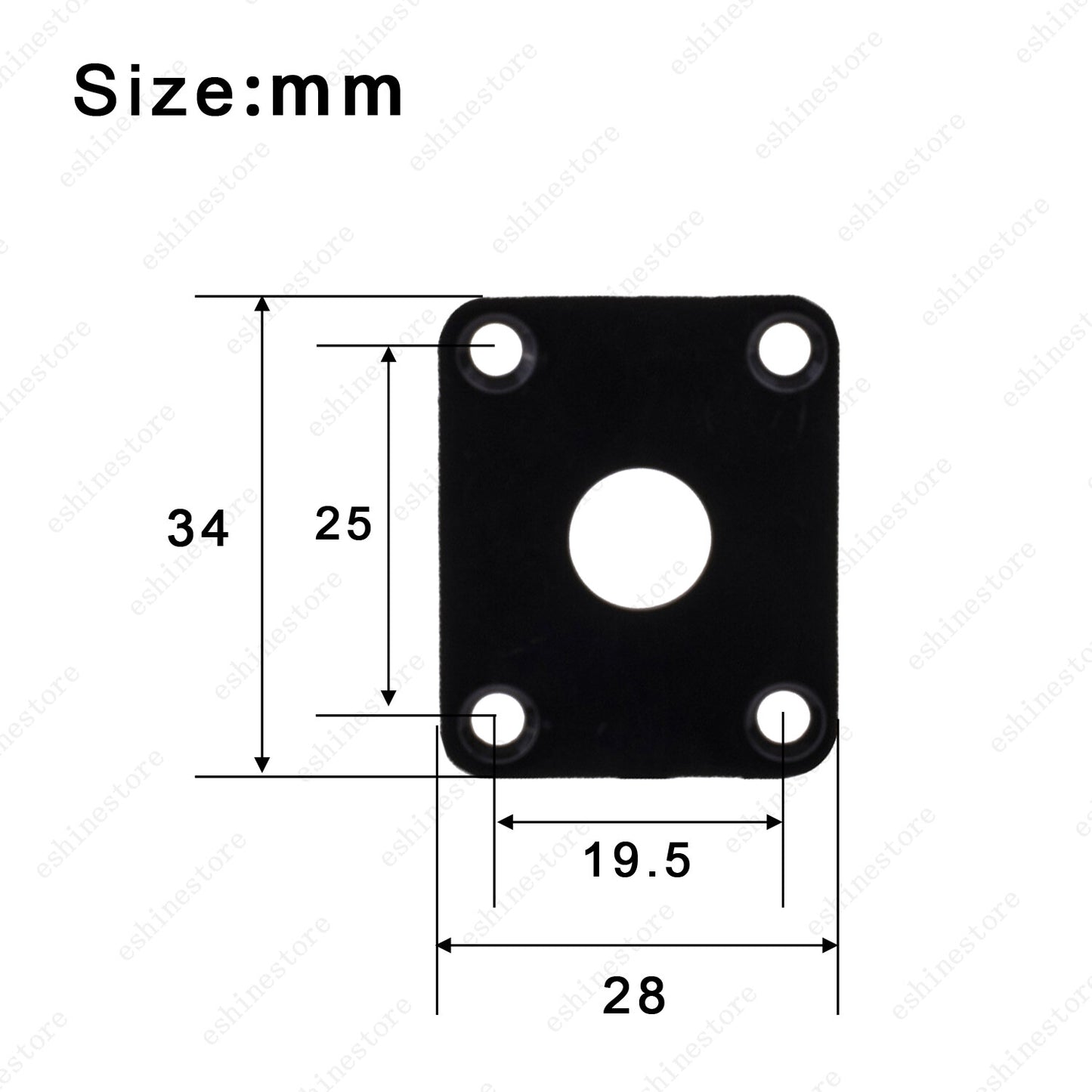 Rectangle Plastic 1/4 Output/Input Jack Plate Socket For Electric Guitar Bass
