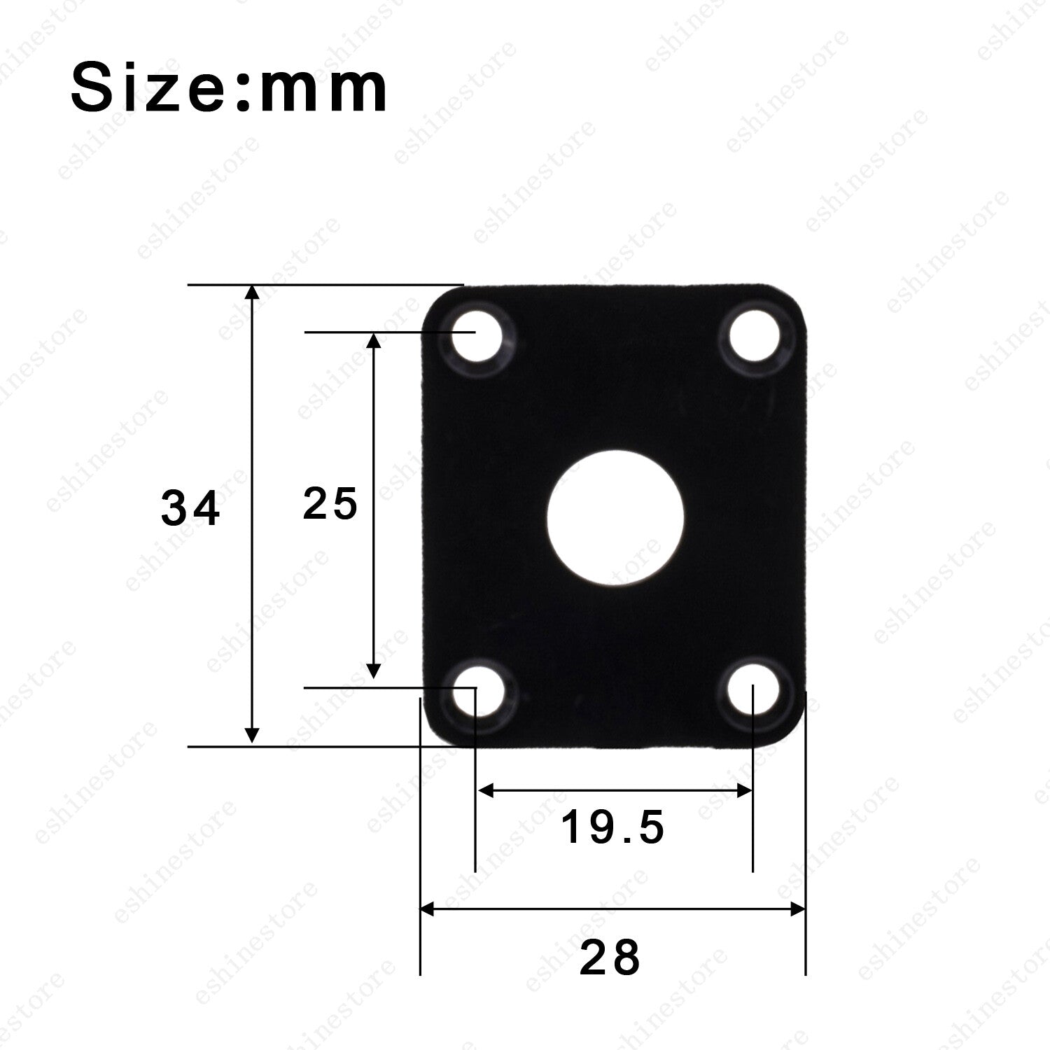 Rectangle Plastic 1/4 Output/Input Jack Plate Socket For Electric Guitar Bass