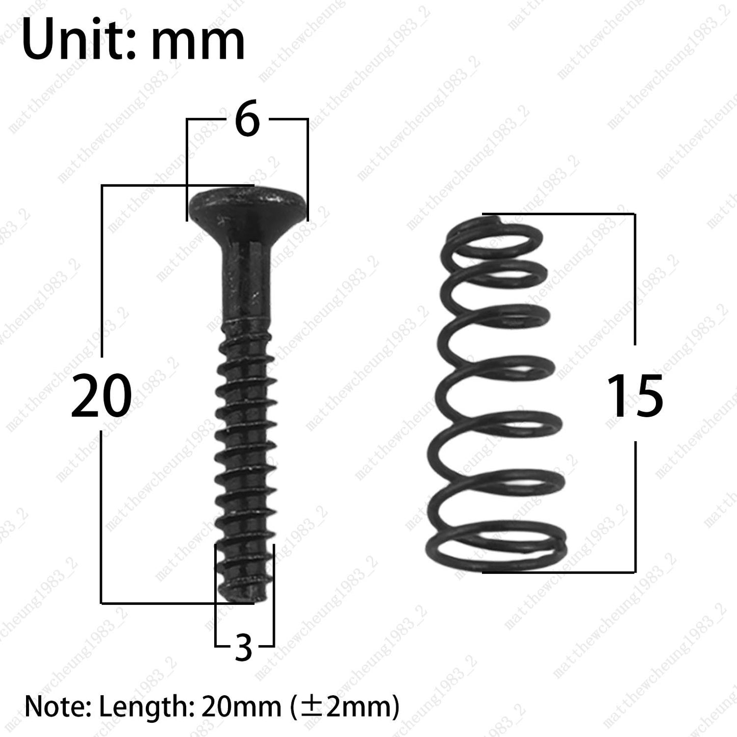 6pcs Pickup Height Adjust Screws & Springs Single Coil Guitar Replacement Parts