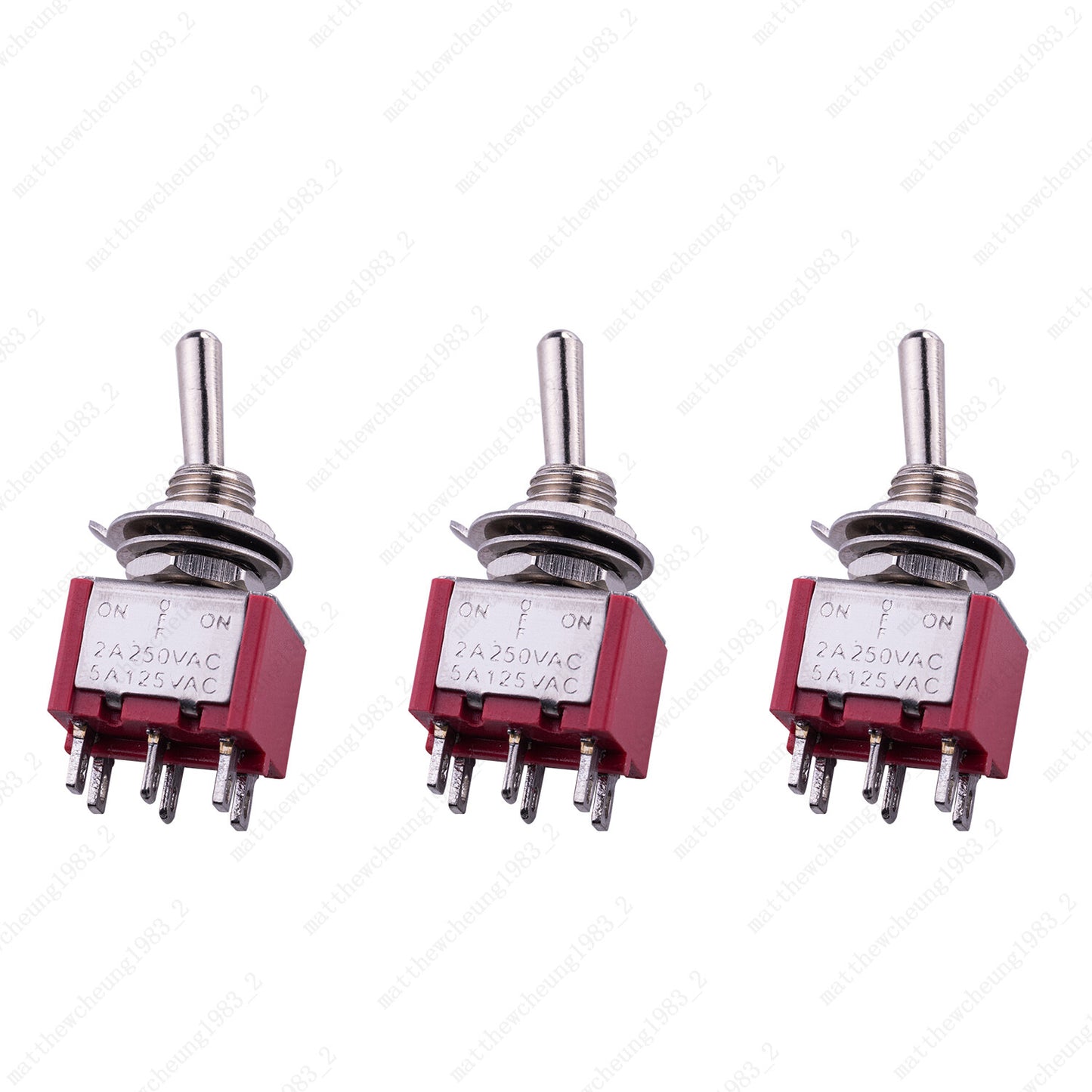 Guitar DPDT Red 3 Way 6 Pin ON OFF ON  Electric Guitar Mini Toggle Switches