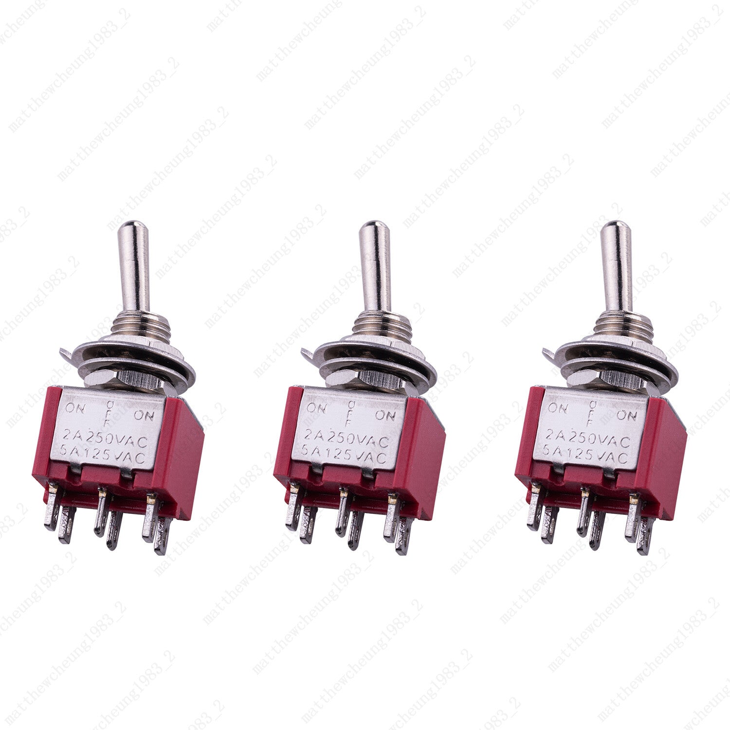 Guitar DPDT Red 3 Way 6 Pin ON OFF ON  Electric Guitar Mini Toggle Switches