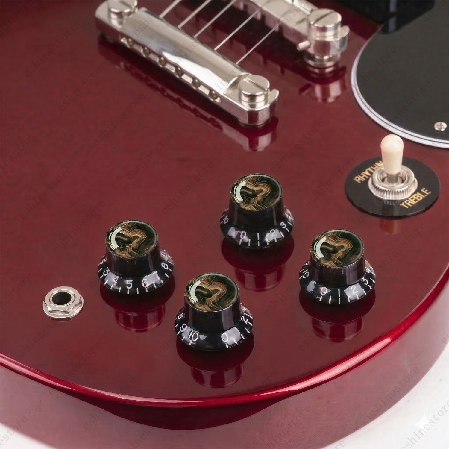 Guitar Reflector Knobs with Marble Texture Cap Top Hat Knob for Les Paul SG - 02