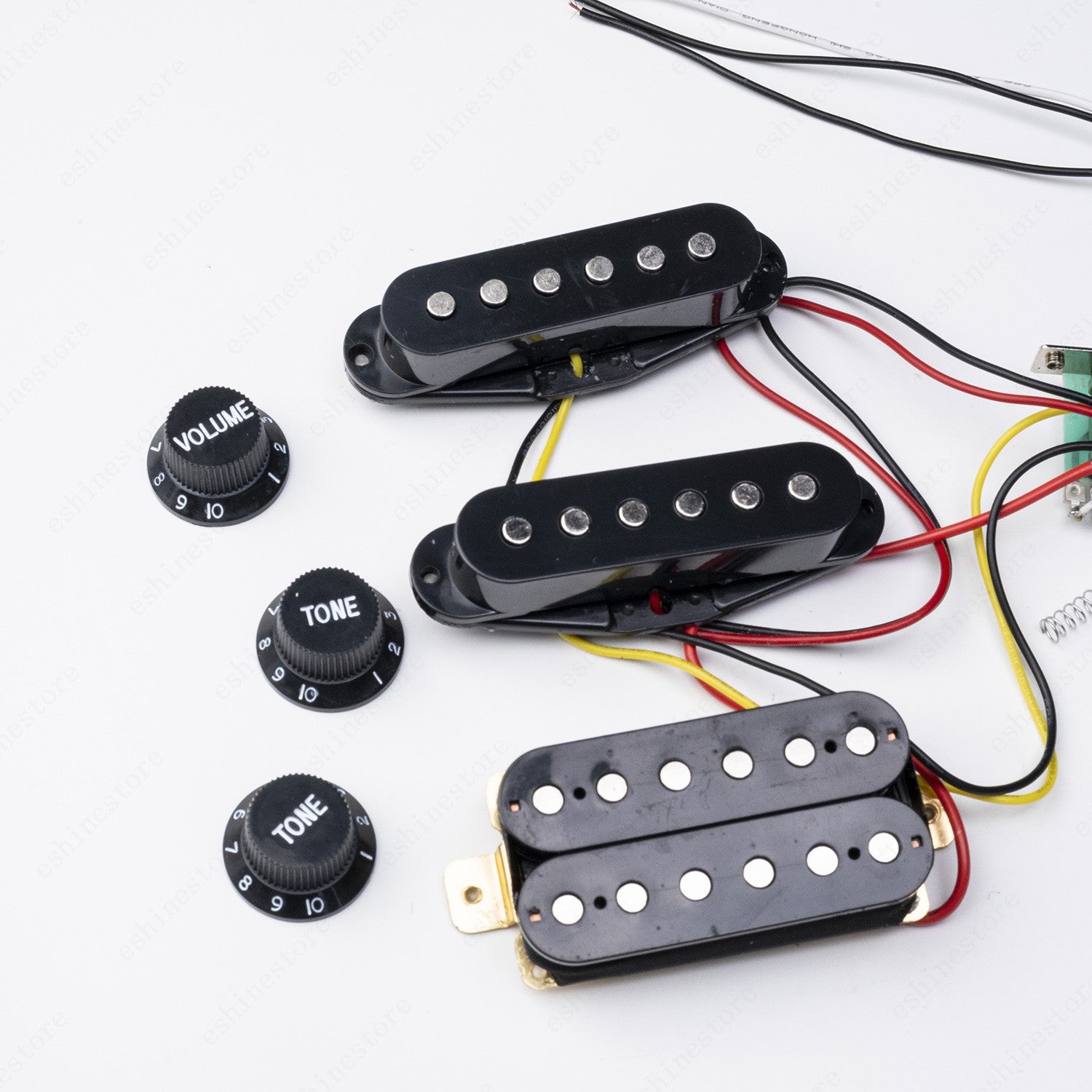 Electric Guitar SSH Pickup Wiring Harness Prewired Kit 500K Pots for ST- Black