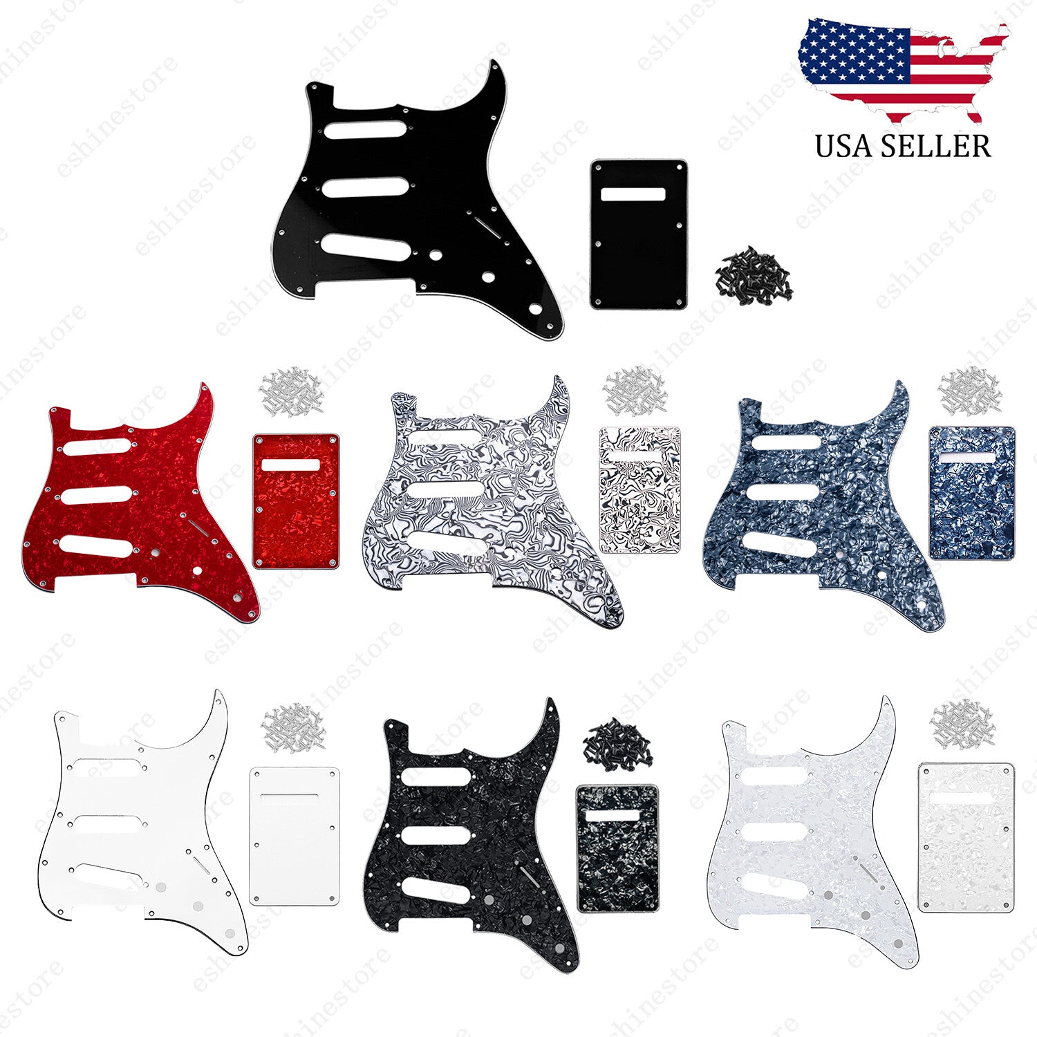 11 Hole SSS 3 Ply Guitar Pickguard&Back Plate for USA MIM Standard Fender Start