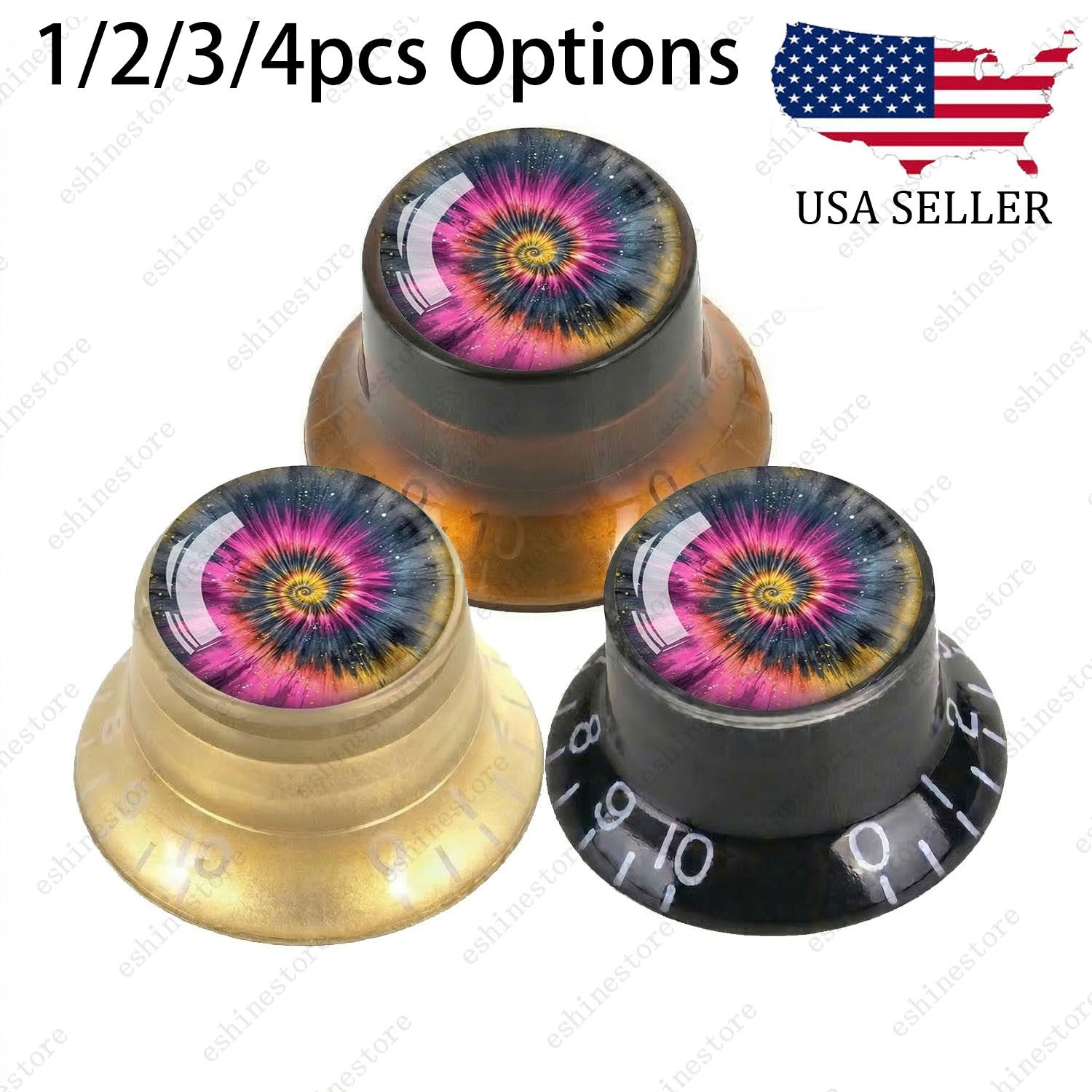 Guitar Reflector Knobs with Spiral Tie Dye Cap Top Hat Knob for Les Paul SG - 07