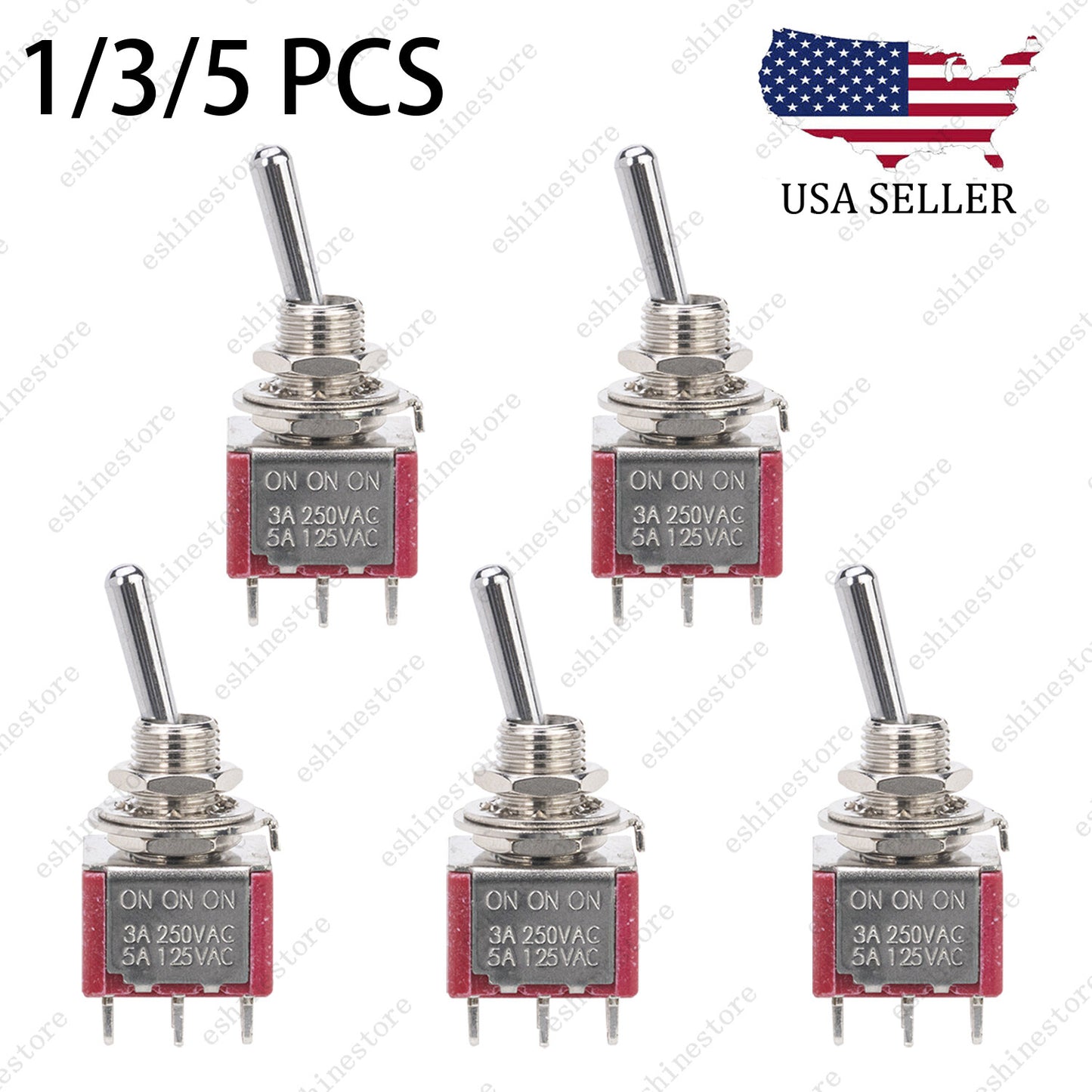 Guitar or AMP DPDT 3 Way 6 Pins ON ON ON Toggle Switch Sealed Mini Toggle