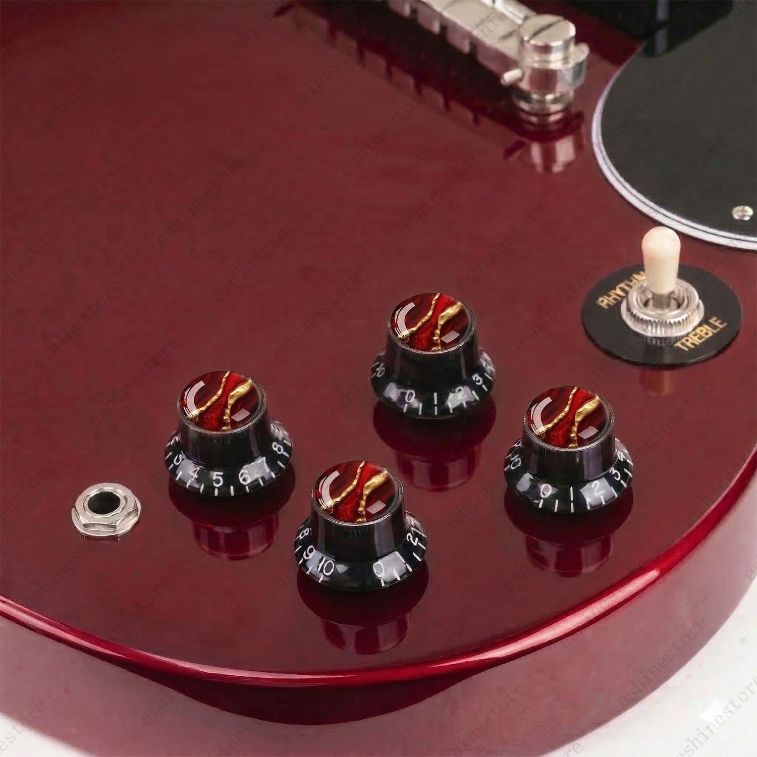 Guitar Reflector Knobs with Abstract Art Cap Top Hat Knobs for Les Paul SG - 09