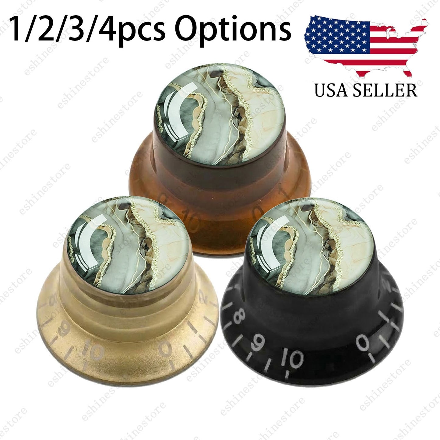 Guitar Reflector Knobs with Marble Texture Cap Top Hat Knob for Les Paul SG - 05