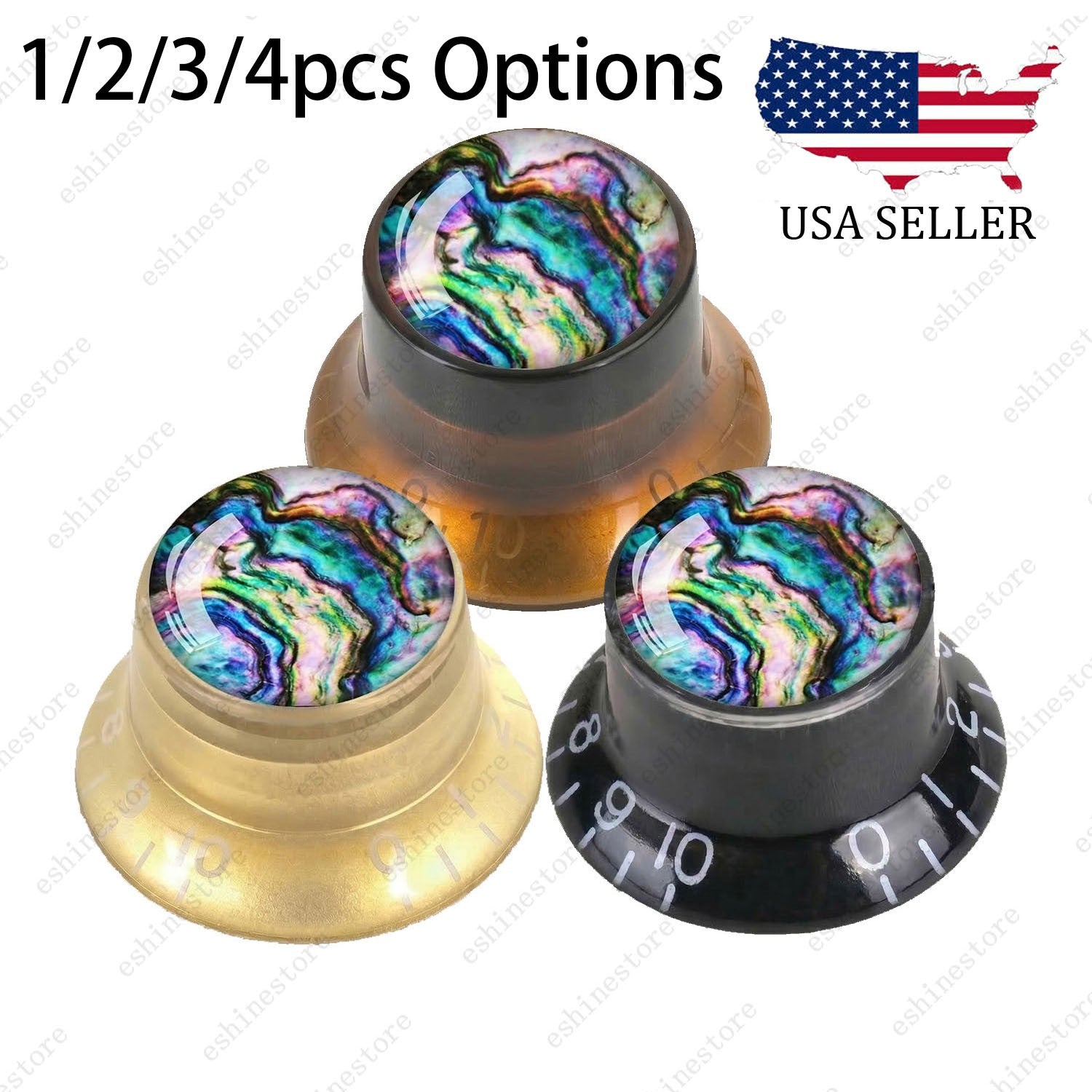 Guitar Reflector Knob with Seashell Pattern Cap Top Hat Knob for Les Paul SG -09