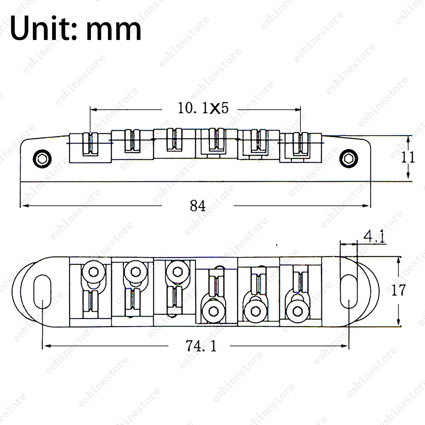 Tune-O-Matic Adjustable Roller Saddle Bridge For Les Paul SG ES-No Stud & Posts