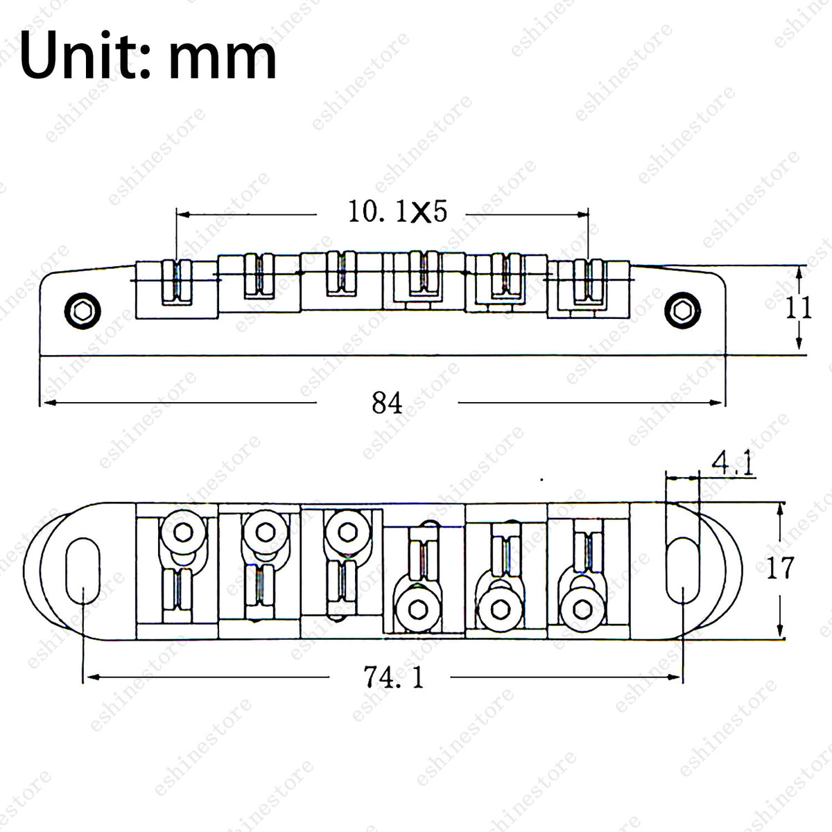 Tune-O-Matic Adjustable Roller Saddle Bridge For Les Paul SG ES-No Stud & Posts
