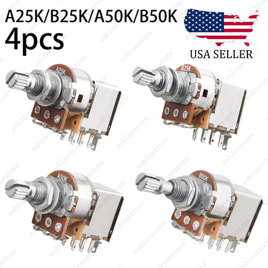 4 Pcs Guitar Push-Pull Pot 18-Split Long Shaft switch,  A/B/25K/50K Tone Volume