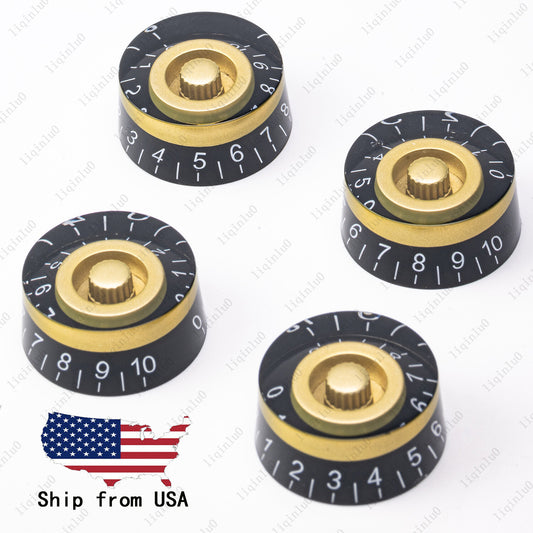 4 Pcs Gold/Black Electric Guitar Control Knobs Speed Dial Knobs for SG Les Paul