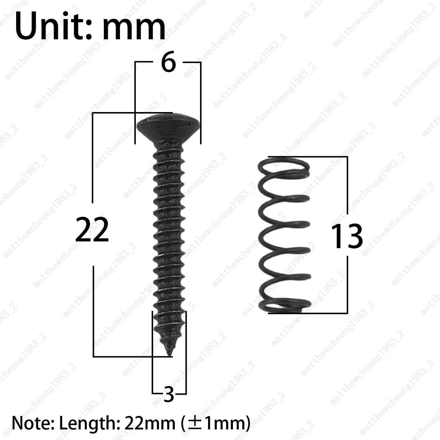 6pcs Pickup Adjust Height Screws & Straight Springs for Single Coil Strat/Tele