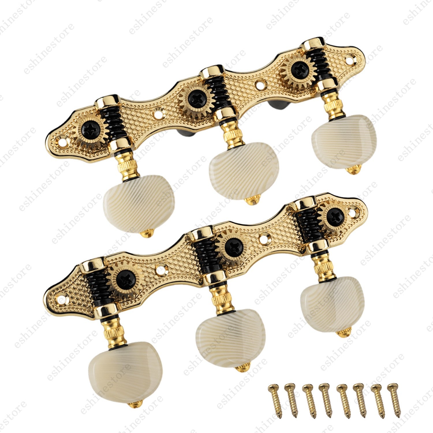 3Left + 3Right Guitar Tuner Machine 1:18 Gear Ratio for Classical Guitar - Gold