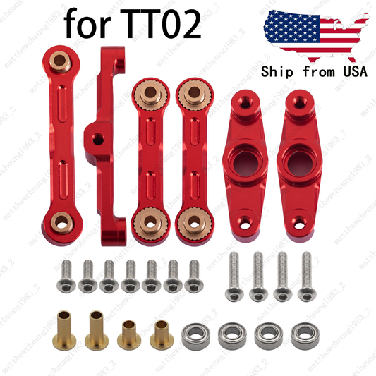 1/10 Red Aluminum Ball Bearing Steering Upgrade Kit For Tamiya TT02 TT02D