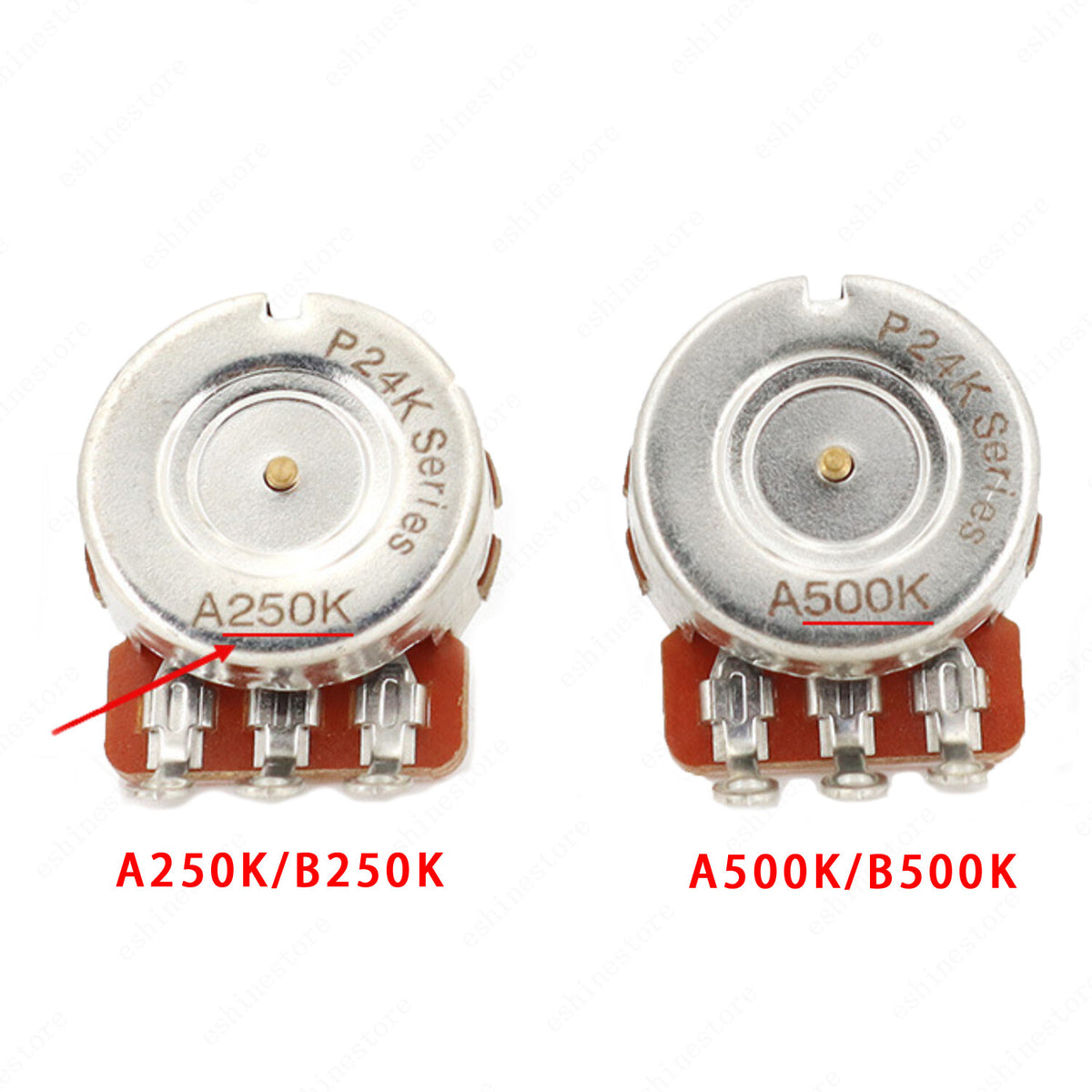 Guitar Potentiometers Pots Volume Tone A250k/B250k/A500k/B500k Brass Short Shaft