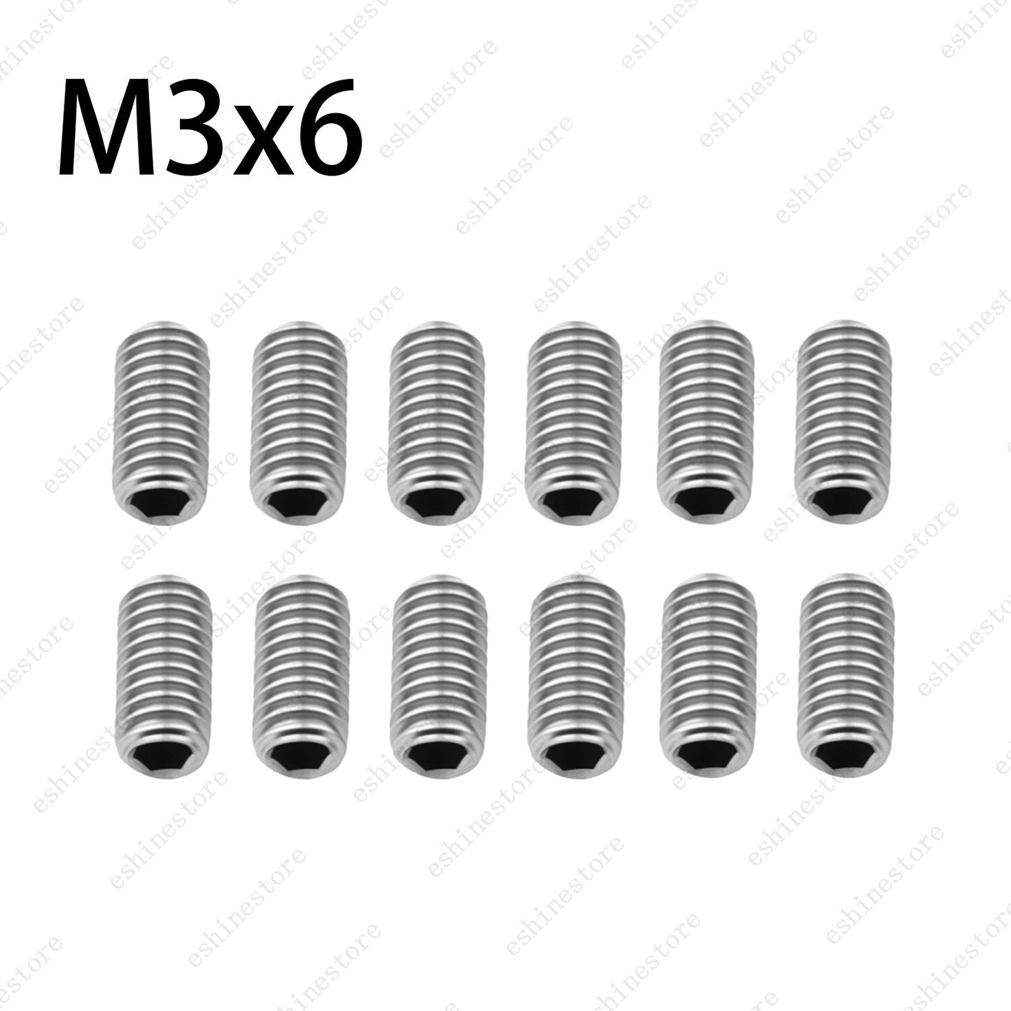 M3x6-12mm Guitar Bridge Height Adjustment Screws 12pcs - Chrome Stainless Steel