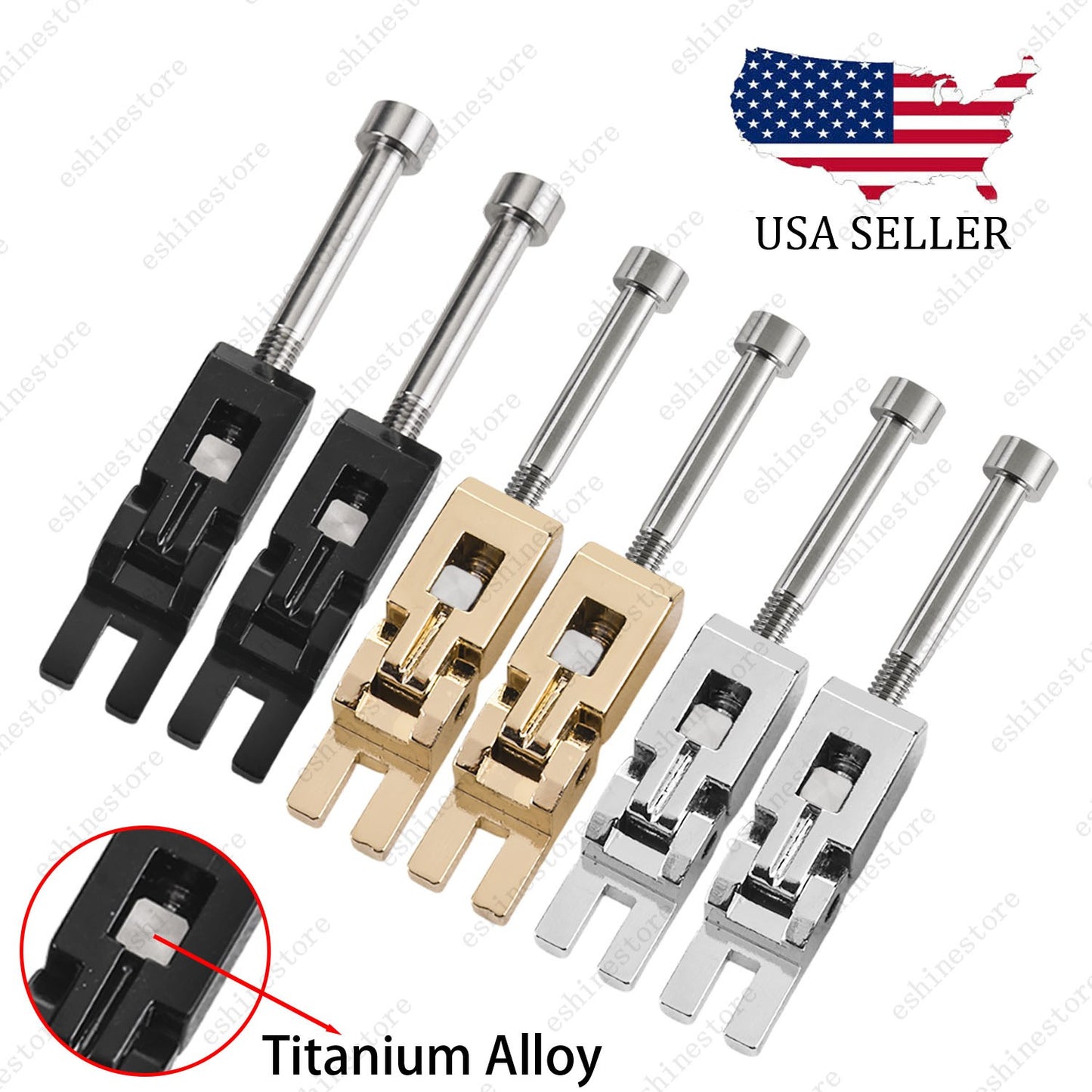 Double Locking Tremolo Bridge Saddles w/ Titanium Screw & Block For Floyd Rose