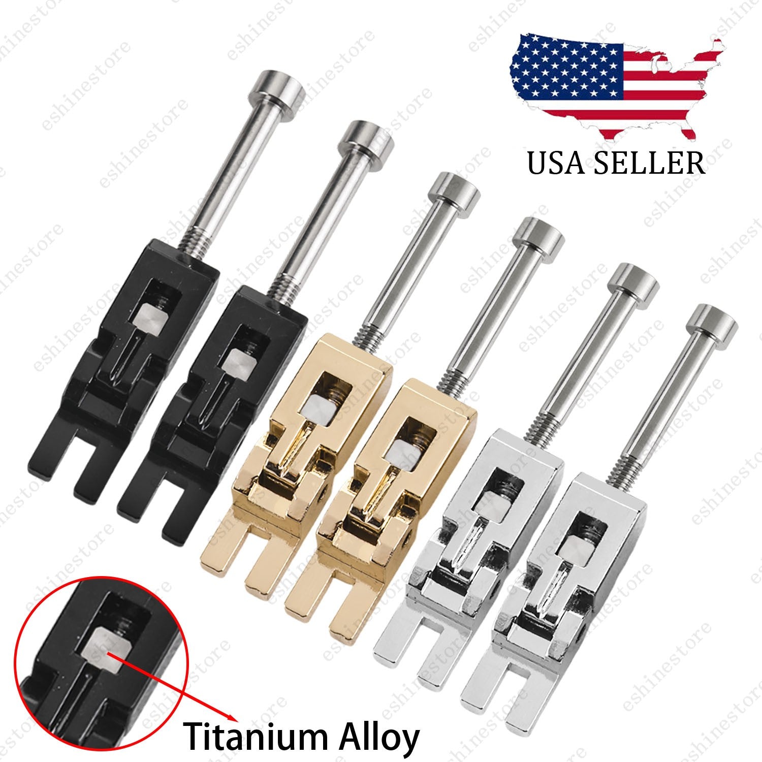Double Locking Tremolo Bridge Saddles w/ Titanium Screw & Block For Floyd Rose
