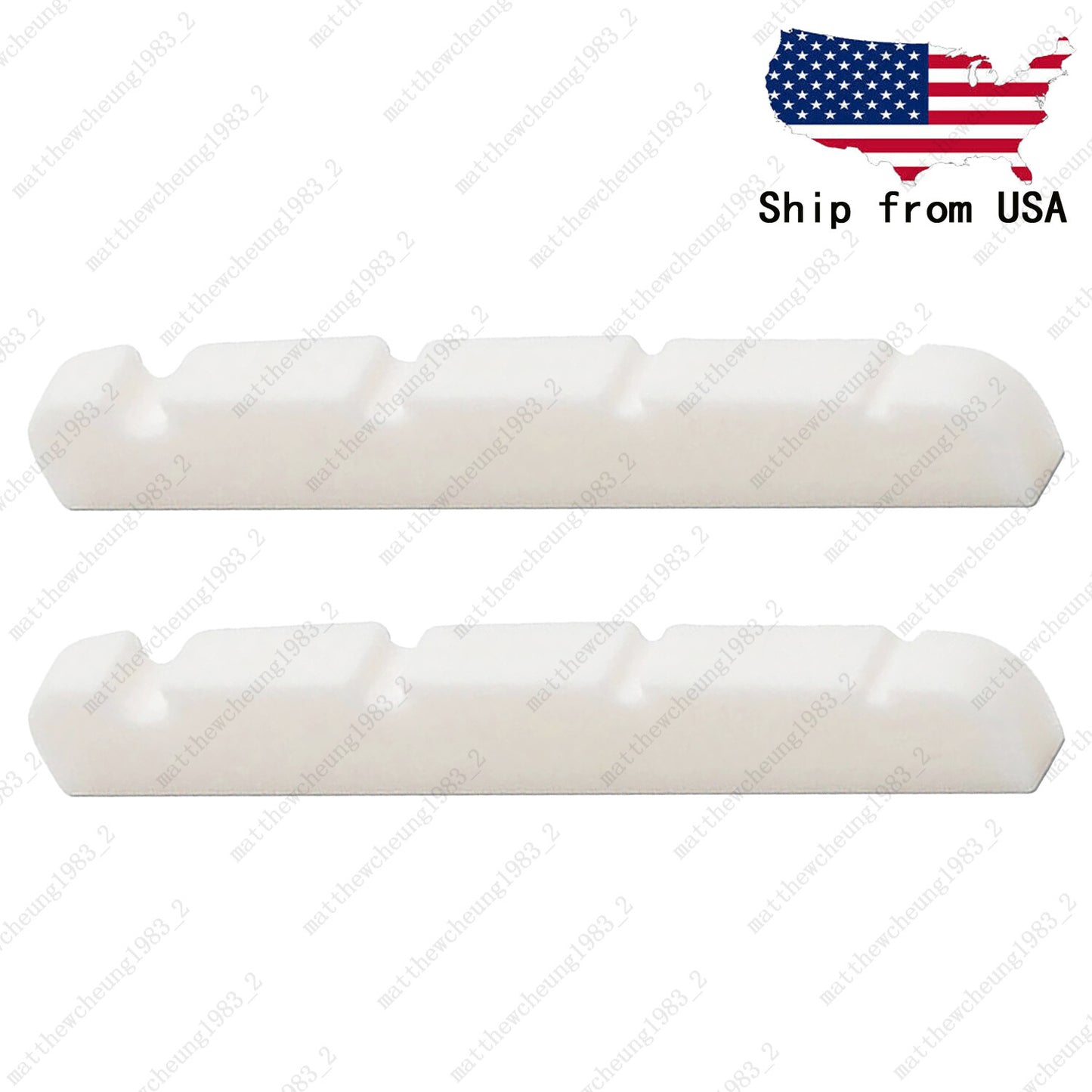 2x 1.65" / 42mm Bass Slotted Flat Bottom Bone Nut 4 String For MUSTANG P Bass